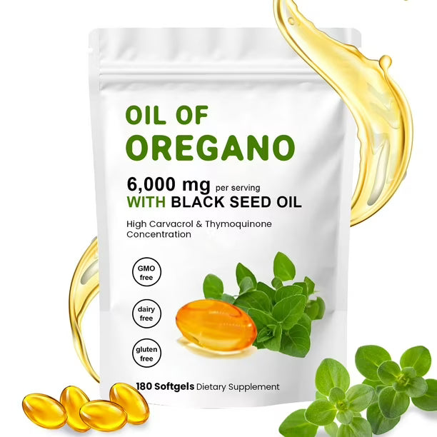 Aceite de oregano y comino negro 6000 MG [180 capsules blandas]